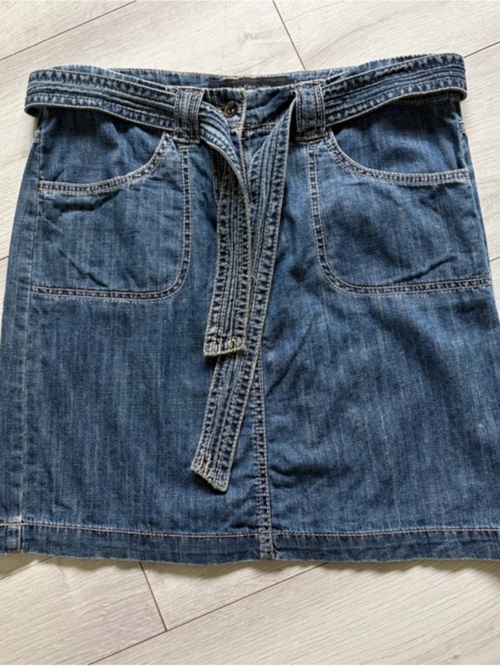 Calvin Klein Jeans VINTAGE Blue Denim Tie-Waist Mini Skirt 4